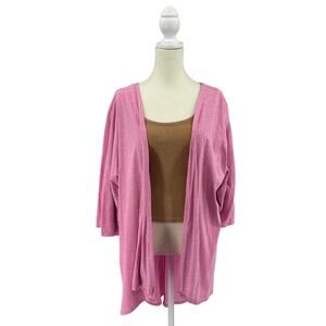 Lularoe Open Front Airplane Cardigan WMNS M Pink 3/4 Sleeve Relaxed Fit Layering